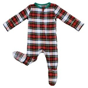 FREE BIRDIES WINTER HOLIDAY PLAID FOOTIE 18/24m